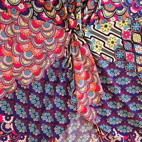 MSK Womens Mixed Color Print Twist Front Midi Dress Size Large - Picture 6 of 12